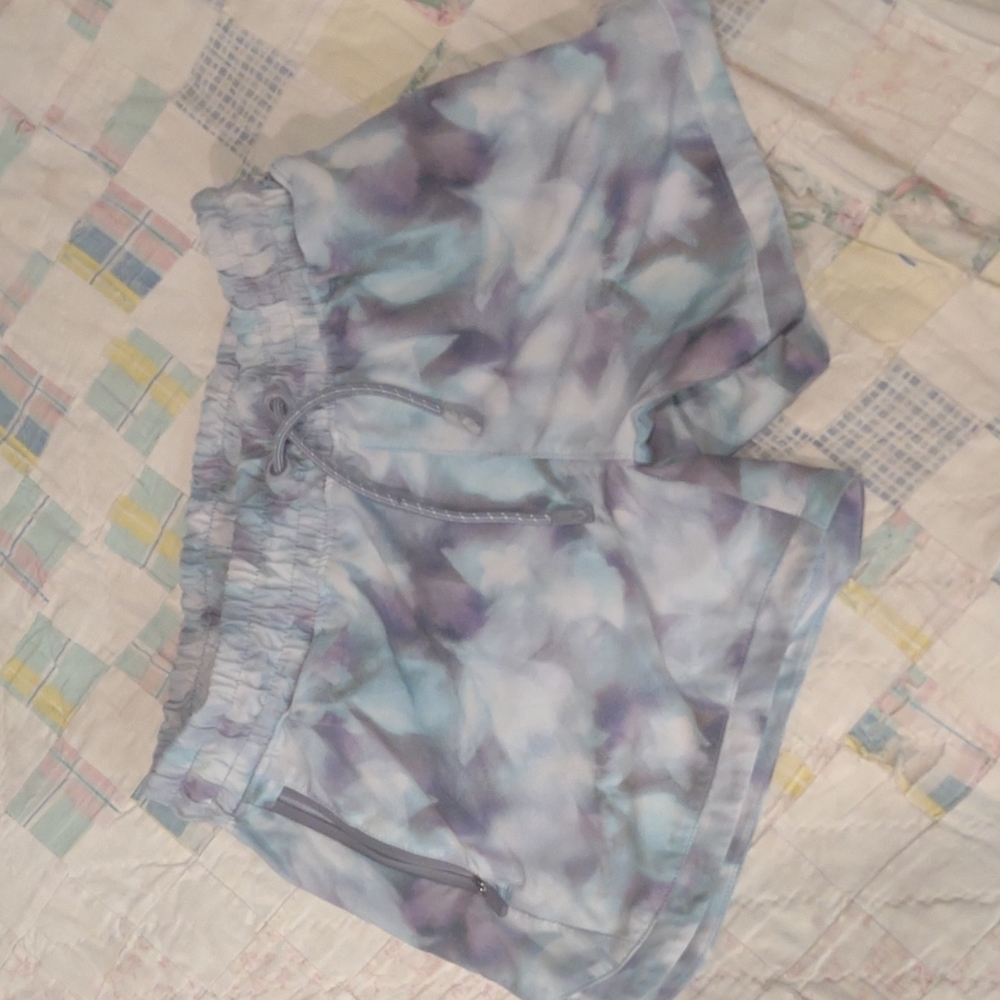 Athleta Girls Light Blue and Purple Tie-Dye Active Shorts